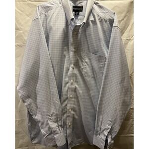 Eddie Bauer Mens XL Tall Lt. Blue Plaid Button Down Long Sleeve Cotton Shirt